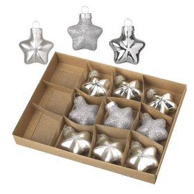 Set Of Silver Glass Stars - 12  